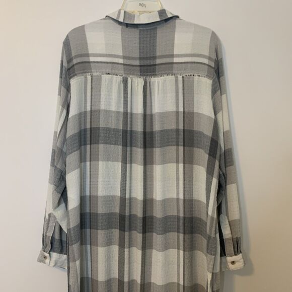 Pilcro Tunic Button Up Shirt Duster Plaid Long Sleeve Anthropologie Size Medium - Picture 9 of 16